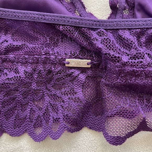 PINK lace pullover bra size S, purple with lining in cup, light wear, EU… - Picture 4 of 6